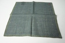 Isaia Emerald Green Navy Blue Geometric Yack Wool Pocket Square Italy New