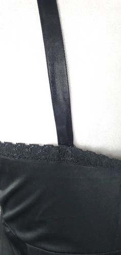 Vtg Vincent Slip Womens 34 Black Satin Lace Bust Sheer Full Lingerie Glam Sexy - Picture 10 of 15