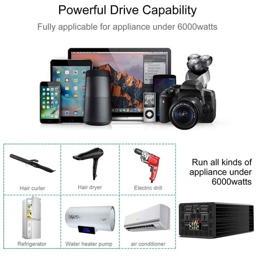 5000W 6000W Pure Sine Wave power Inverter 12V/24V/48VDC to AC 120V Off Grid - Picture 5 of 10