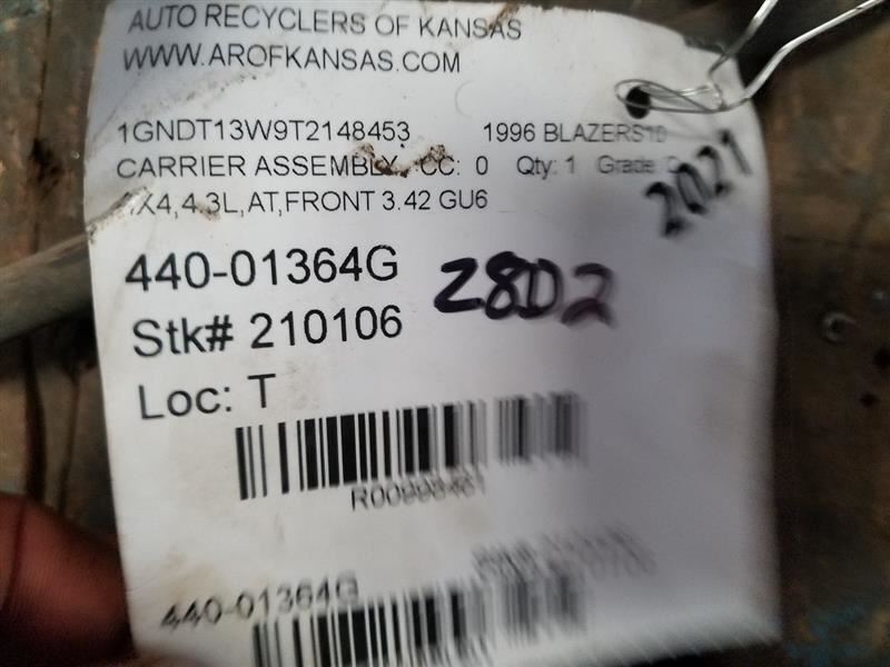 Carrier Front 4WD 3.42 Axle Ratio Fits 88-96 BLAZER S10 Carrier Front 4WD 3.42 Axle Ratio Fits 88-96 BLAZER S10