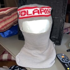 vintage stocking Hat Ski Face mask Polaris Snowmobile Red Gray