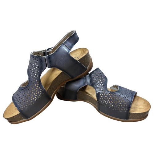 Sandalias de cuña Propet Phoebe con plataforma de corcho azul gris talla 6 correa de ajuste cómoda - Imagen 10 de 12