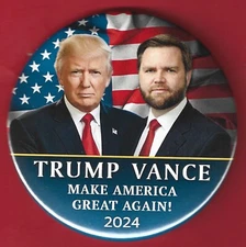 2024 Donald Trump & JD Vance - 3"(Large Size) / "Jugate" Campaign Button(Pin33L)