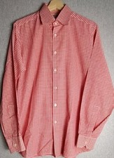 VINTAGE mens Viyella House classic red and white Check long sleeve shirt 15"