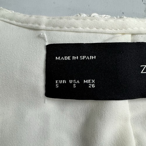 Zara White Crochet Overlay Long Line Jacket Women's Small 3/4 Sleeve Lined - Picture 18 of 18