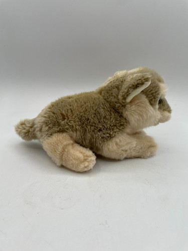 RARE SOS Save Our Space Wolf Pup Realistic Plush Stuffed 9" Laying Tan Brown - Picture 5 of 12