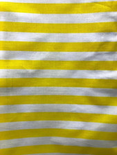 One Inch Stripe Poly Cotton Fabric Print Yellow/White 58" Wide SOLD BY YARD