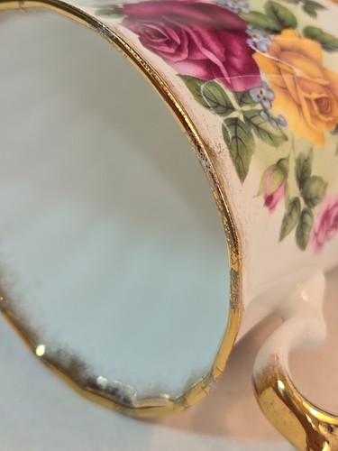 HD&S Royal Patrician CUP Pink Yellow Roses Gold Trim Fine Bone China England - Picture 7 of 18