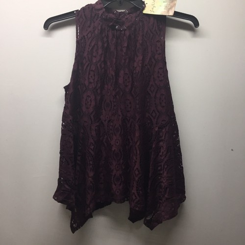 Lily White Womens M Keyhole Back High Neck Sleeveless Shirt Blouse