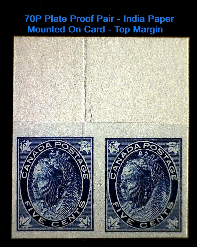 💥 SCARCE + VARIETY💥  Canada Sc#70P PLATE PROOF PAIR Victoria (1897) Only 300 - Image 3 of 4
