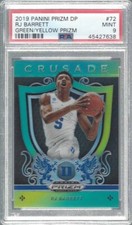 RJ BARRETT 2019 PANINI PRIZM CRUSADE GREEN YELLOW PRIZMS RC #D 128/249 PSA 9 MT