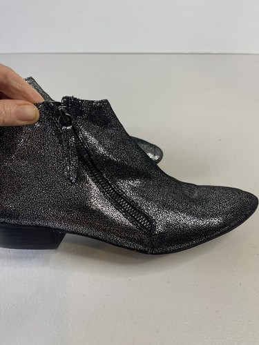 Audrey Avenue Size 40 Jassi Leather Ankle Boots Shoes Very Soft Silver Sparkle - Picture 3 of 15