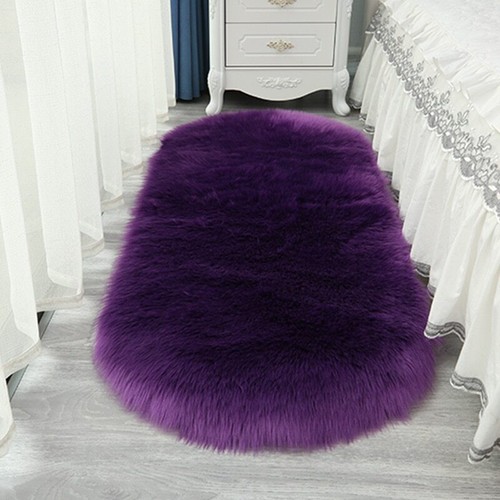 Tappeto ovale soffice pelliccia sintetica peluche camera da letto tappeti comodino peluche - Foto 16 di 32