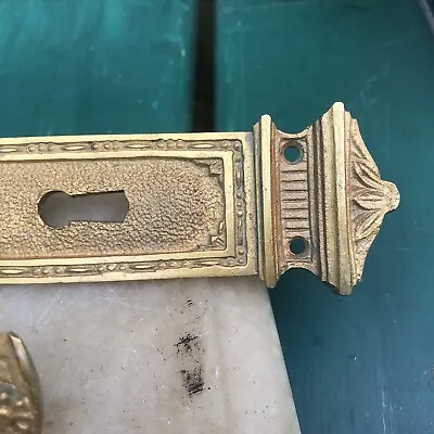 Buy Antique Heavy Old French Door Knob Lever Back Plate Empire Brass Gold Castle