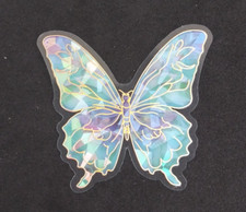 Bright Colorful Blue Butterfly Transparent Sticker 2" x 2.25" AC