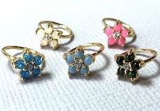  1pc Gold Opal Glitter Flower Hoop Nose / Cartilage Ring Rook Daith Helix Tragus