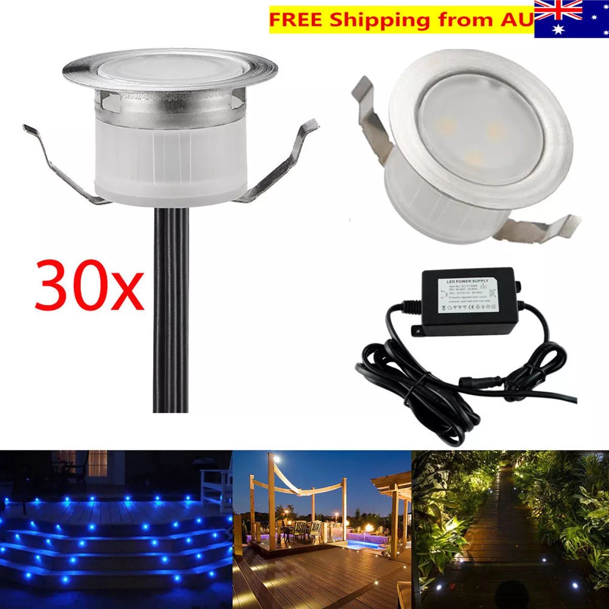 30X Low Voltage 31mm Outdoor Yard Stair Patio LED Deck Lighting