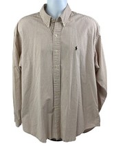 VINTAGE Ralph Lauren Shirt Mens XL White Brown Check Blake Button Up Long Sleeve
