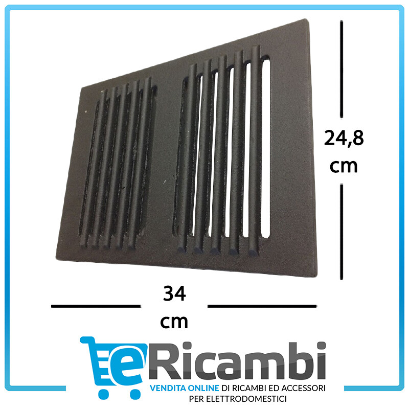 Griglia In Ghisa Per Stufa E Caminetto – 280x180 Mm, Spessore 10 Mm, Caduta Cenere, K6860