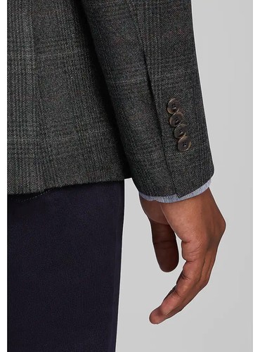 JOS A BANK Men's Blazer Size 46L SportCoat Jacket Plaid Wool Slim Fit D060374 - Picture 12 of 24