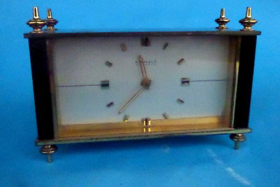 S24 - vintage tischuhr kienzle automatic messing glas Holz elegant