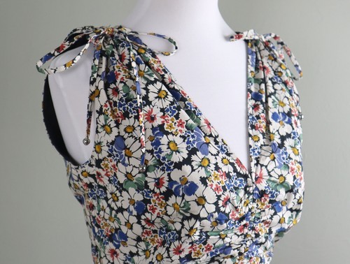 VERONICA BEARD $398 Jackson Floral Print Shirred Tie Strap Dress Size 2 - Picture 5 of 8