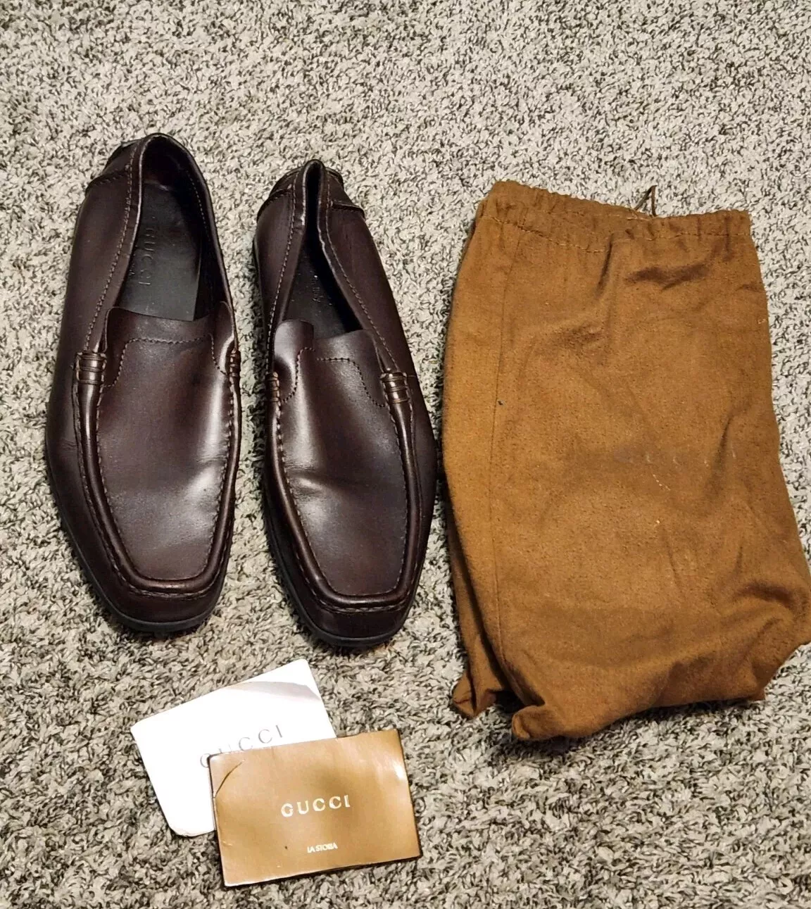 CHAUSSURES MOCASSINS DE LUXE HOMME GUCCI ICONIC MARRON FONCÉ MARQUÉES 8,5