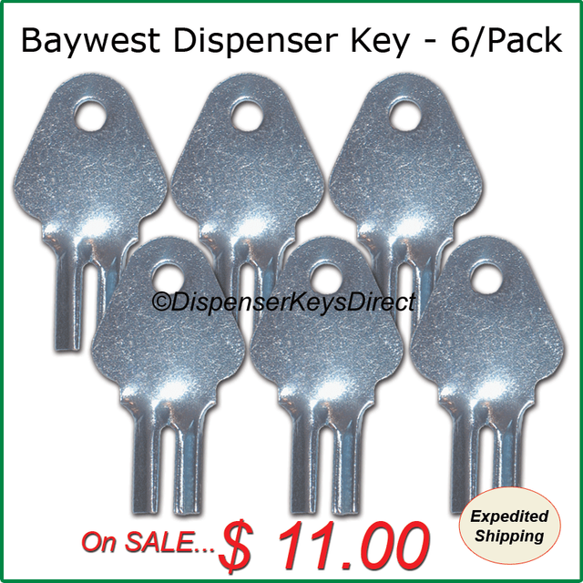 Baywest 1200 Dispenser Key for Paper Towel, Toilet Tissue Dispensers