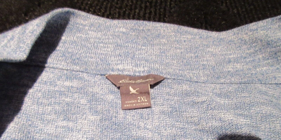 Sz 2XL EDDIE BAUER Blue Open Front Duster Cardigan Long Sleeve Travel Waterfall - Image 4 of 4