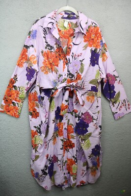 H&M Button Up Long Sleeve Silky Floral Dress-Size Large-Whimsigoth-Cottagecore