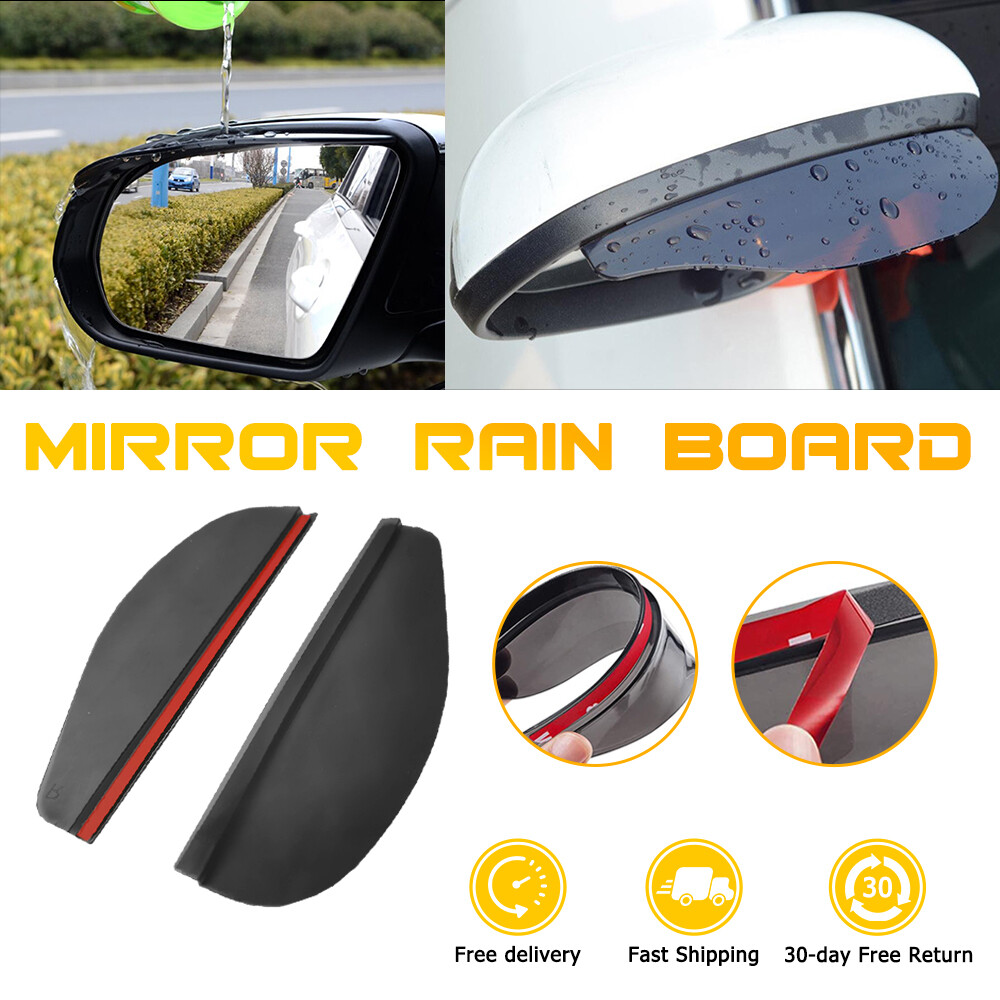 2x Black Car View Rear Side Mirror Rain Board Eyebrow Guard Sun Visor Protector