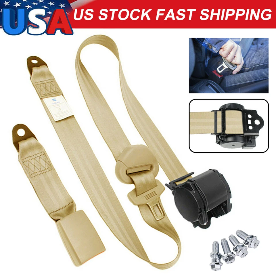 Автомобильный бежевый выдвижной ремень безопасности 3-точечный круг удлиненные регулируемые ремни набор популярный - Изображение 2 из 4