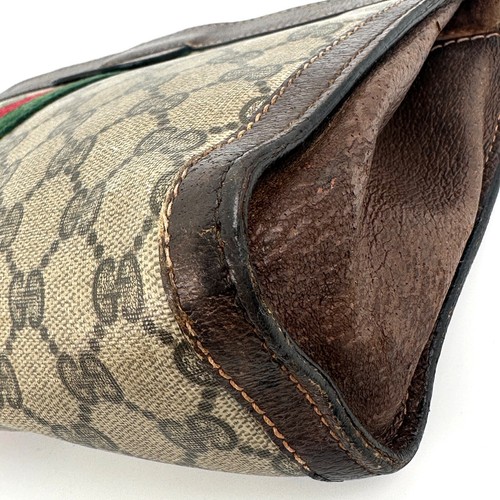 GUCCI Clutch Hand Bag GG Sherry Line Brown PVC Leather Authentic/B04-0263 - Picture 9 of 12