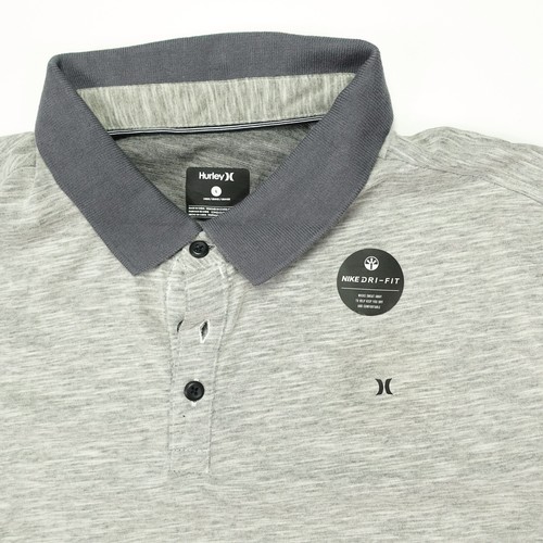 Hurley Lagos Polo Short Sleeve Collared Shirt Two Tones Grey 895005 063 Size L - Picture 2 of 8