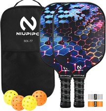 niupipo Pickleball Paddles Set of 2 w Balls Bag USAPA Approved Fiberglass MX77