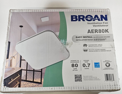 Broan AER80K Ventilation Exhaust Fan 80 CFM Easy Install ENERGY STAR New