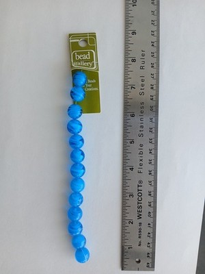 Halcraft Bead Gallery 13 Aqua With White Glass Swirl Beads Craft Fashion Jewelry