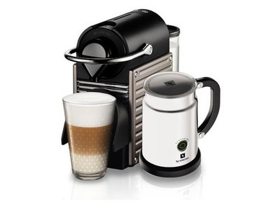 Nespresso C60 Pixie Gray Coffee Espresso Machine Milk Frother Steel Pods Boxes