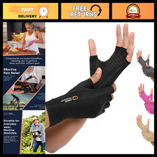 Fingerless Copper Compression Arthritis Gloves for Pain Relief Support - M
