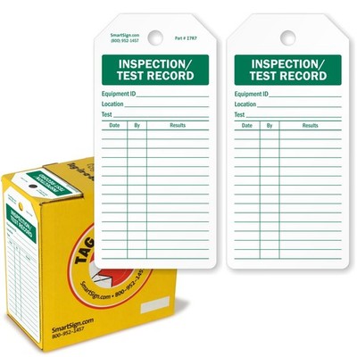 100-Pack Inspection/Test Record Tags, 2-Sided Write-On Tags in Dispenser Box,...