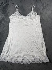 Vintage Solange Lingerie Slip Womens 36 White Lace Nylon Nightgown Made USA