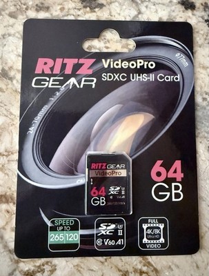 RITZ GEAR   VideoPro 64GB High-Speed SDXC UHS-II Full-Hd & 8K Memory SD Card