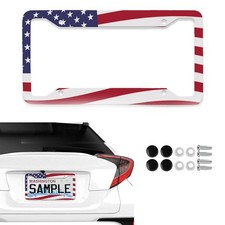 Stainless Steel Usa Flag License Plate Frames Holder Cover For Usa Standard Car Stainless Steel Usa Flag License Plate Frames Holder Cover For Usa Standard Car