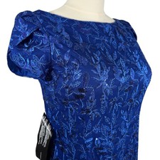JS Collections Blue Sequin Embroidered Cap Sl...