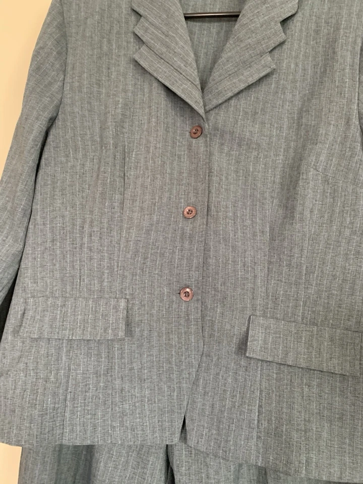 Traje Pantalón Sag Harbor Talla 16 Sin Forro Ligero Azul y Gris Rayas Carrera Foto 3 de 4