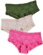 hanky panky Signature Lace Boyshort 3 Pack Pink Beige Green Size XS NIB