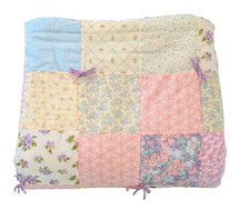 Hand Made Large Patchwork Quilt Hand Tied Purple Accents 75" X 65"