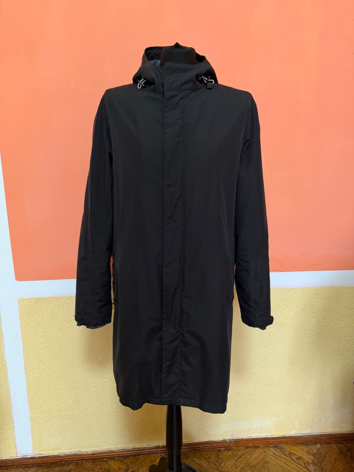 Zegna Sport Microtech Project Black Long Coat Jacket Mens Size M