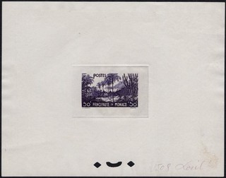 MONACO: Landscape 50c 50c Colour Die Proof/Souvenir Sheet Signed