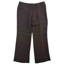 Giorgio Armani Sz 10 Silk Wide Leg Pants Brown Italian Satin Side Zip Designer